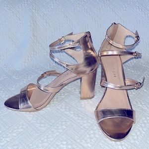 Madden Girl Rose Gold Block Heeled Sandals 7.5